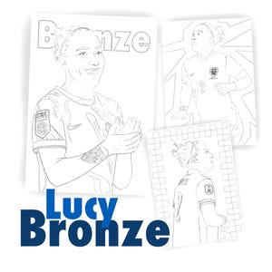 Lucy Bronze Coloring Printables, Lucy Bronze Poster, Chelsea football club, Barcelona fc, football, lioness, lionesses, women’s football