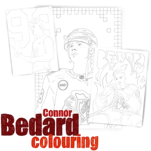 Connor Bedard Coloring Printables, Connor Bedard Poster, Chicago Blackhawks, ijshockey, Canada, NHL