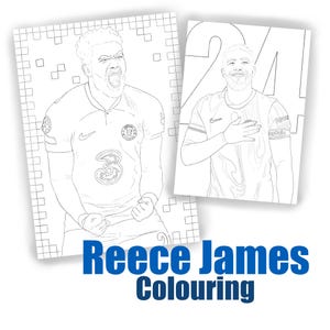 Reece James Coloring Printables, Chelsea fc Poster, premier league, football, soccer, three lions, England