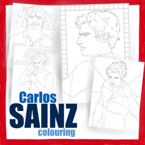 Carlos Sainz Coloring Printables, Poster, Williams racing, Scuderia Ferrari, F1, formula 1, formula one