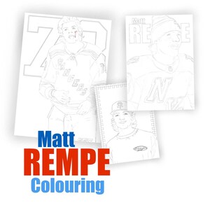Matt Rempe Kolorowanki do druku, Strony, Plakat, New York Rangers, hokej na lodzie, NHL