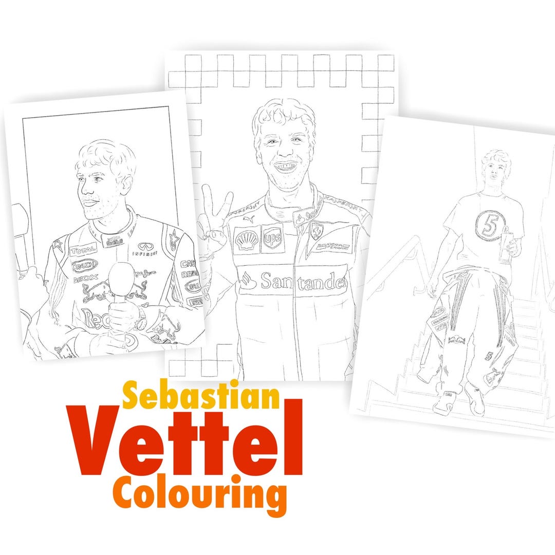 Sebastian Vettel Coloring Printables, Poster, Scuderia Ferrari, F1 ...
