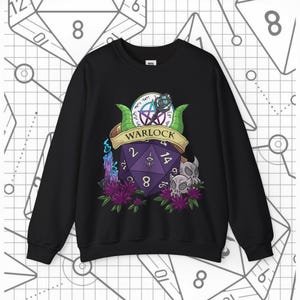 DND Warlock sweatshirt, unisex dungeon and dragon sweatshirt, graphic sweatshirt, funny Pullover, D&D sweatshirt clothing, dnd gifts