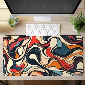 Desk Mat Abstract in Blue Colors, gaming mouse mat, abstract Keyboard Laptop Office Desk Pad, modern large mousepad, XXL extended deskpad