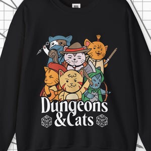 DND ダンジョンズ キャッツ スウェットシャツ、ユニセックス ダンジョン アンド ドラゴン スウェットシャツ、グラフィック スウェットシャツ、面白いプルオーバー、D&D スウェットシャツ 衣類、dnd ギフト