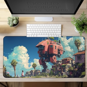 Anime Robot2 Mouse Mat | Cyborg Gaming Desk Pad & Office Decor | Mecha Mousepad, Keyboard Mat, Battle Droid Desk Mat, Steel Titan Home Decor