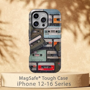 iPhone Case, Vintage Cassette Tape Collage, Good Old Days, Best Mix, Retro Music Lover Gift, Tapeify, Hardbread, Nostalgic Phone Cover