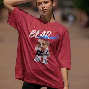 Teddy Bear Shirt – Funny Bear T-Shirt, Cartoon Bear Print, Bear Lover Gift, Cute Bear T Shirt, Teddy Bear Clothes, Music Lover Tee