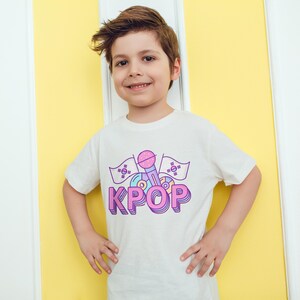 Kpop Shirt – Kpop Apparel, Kpop Music Shirt, Kpop Fan Merch – Vibrant Pastel Tee With Microphone & Korea Flags – Gift for Kpop Lovers