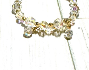 Adjustable Vintage Look Crystal Bangle Bracelet April Birthstone - 2 Styles