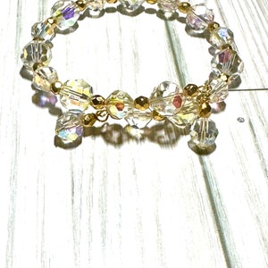 Adjustable Vintage Look Crystal Bangle Bracelet April Birthstone 2 Styles image 3