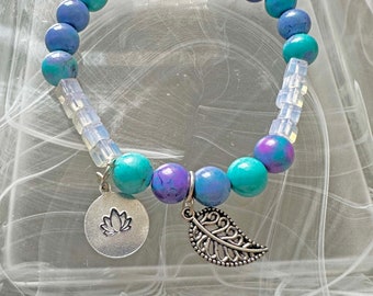 Turquoise and Opalite Stretch Bracelet