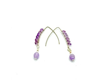 Handmade Amethyst Gemstone Earrings - Lavender & Deep Purple Amethyst