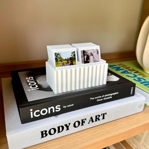 Instax Mini Film Storage & Display Box, Holds 140 Photos in 2 Sections, Instant Film Organizer for Shelf or Desk, Gift for Photography Lover