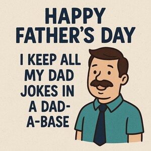 Funny Father’s Day Digital Print – “Dad-A-Base” Dad Joke Wall Art | Instant Download Gift for Dad | Printable Father’s Day Card