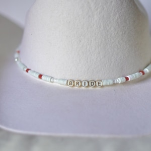Custom BRIDE Hat Band: Western Bridal Style