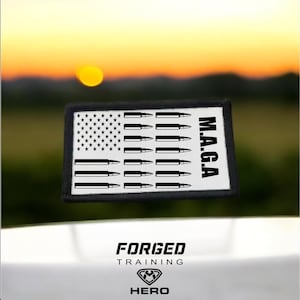 Make America Great Again velcro patch MAGA patch USA flag with bullets and logo MAGA Trump fun saying 1.5&quot; x 2.5&quot;
