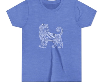 Camiseta juvenil de tigre / Camiseta bohemia de tigre para niños / Camiseta vintage con estampado animal / Camiseta juvenil de animales / Camiseta de naturaleza
