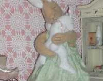Bunny Rabbit Pattern Mama Rabbit /Baby , Mama Bunny with Baby pattern , Cute Bunny Pattern , Mommy Bunny , Baby Bunny 15"
