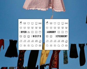 The Minimalist Laundry Label Bundle | Bold Vinyl Organization Stickers | Home Decor Clear Labels | Modern Utility Decorations (2-pack)