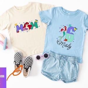 Mermaid Matching Family Tee, Little Mermaid Birthday Shirt, Disney Princess Ariel Birthday Girl T-Shirt, Custom Ariel Birthday Party Shirt