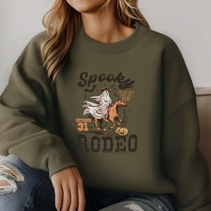 Spooky Rodeo Western Halloween Sweatshirt, Spooky Horse Shirt, Ghost Horse Shirt, Country Halloween Shirt, Western Sweater, Gift for Her