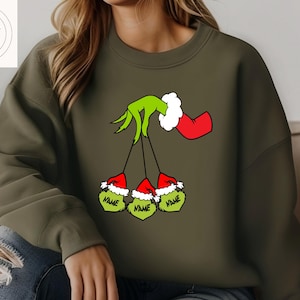 Camisetas navideñas personalizadas del Grinch, camisetas a juego para el equipo, linda camiseta navideña del Grinch