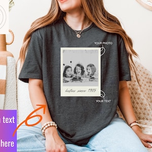 Maglietta di compleanno con foto e testo personalizzato, maglietta personalizzata per amici, familiari o coppie, idea regalo unica per le celebrazioni