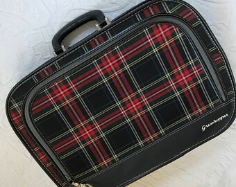 vintage plaid suitcase