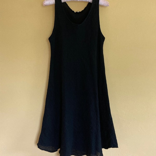 bias cut black linen dress . made in Italy . black linen dress