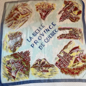 Vintage 60s Quebec Silk Souvenir Scarf: La Belle Province