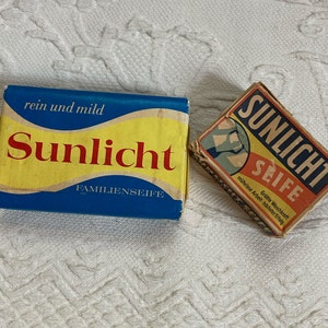 Vintage German Sunlicht soap . 2 vintage bars of soap . sunlicht soap . lot of 2 . 50s soap