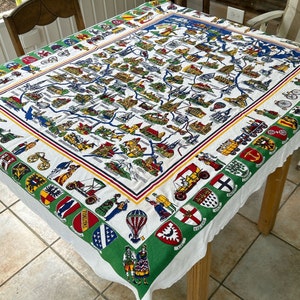 Vintage Germany Souvenir Tablecloth . Souvenir Tablecloth . German Map Tablecloth