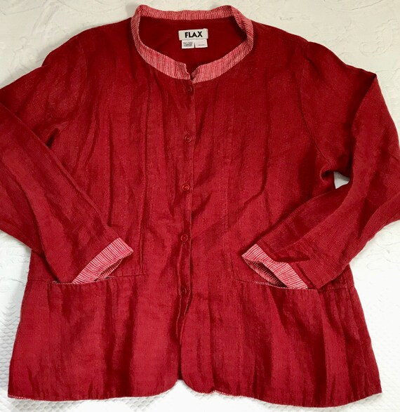 Flax linen blouse . red Linen blouse . FLAX . ove