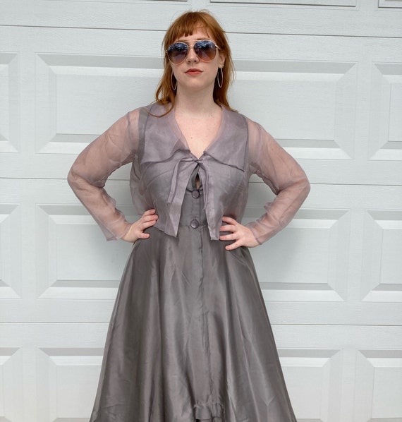 silver formal dress with shrug . tea and Scones .… - image 1