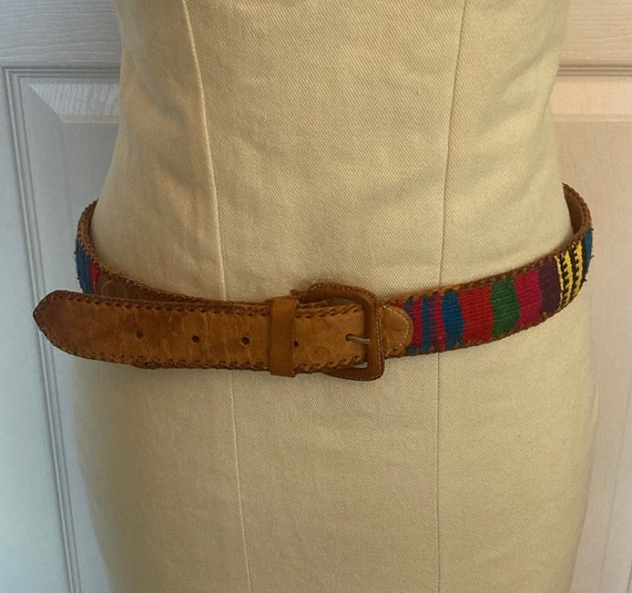 folk belt . leather folk belt . hippie belt . mex… - image 2