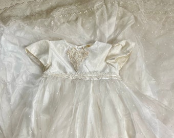 Christening gown . baptism gown . chiffon christening gown . christening dress