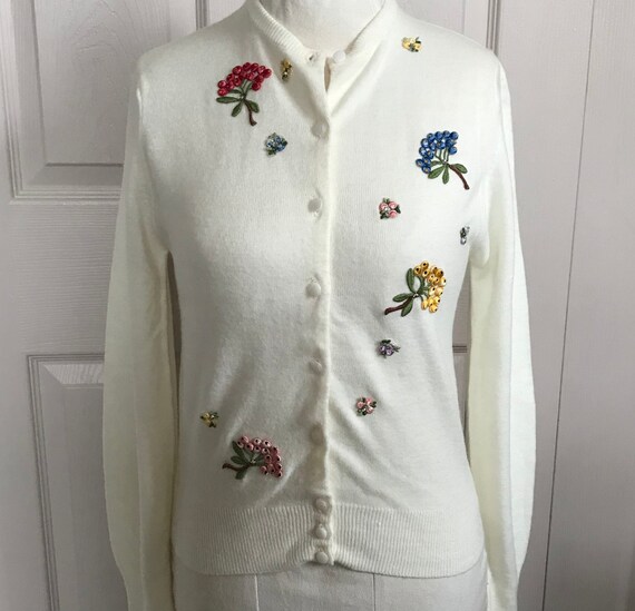 60s embroidered sweater . Lampl . embroidered card