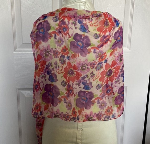 long floral scarf . floral shawl . polyester scarf - image 2