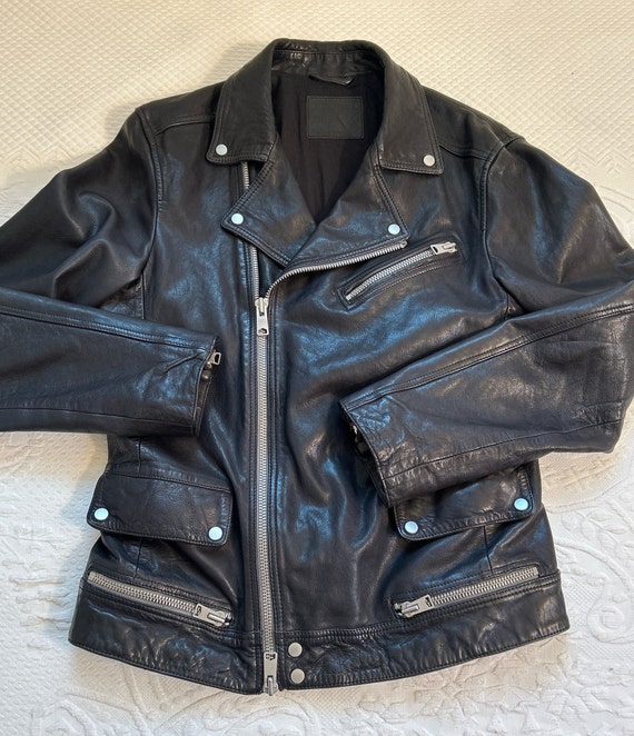 black motocycle Leather Jacket . AllSaints black l