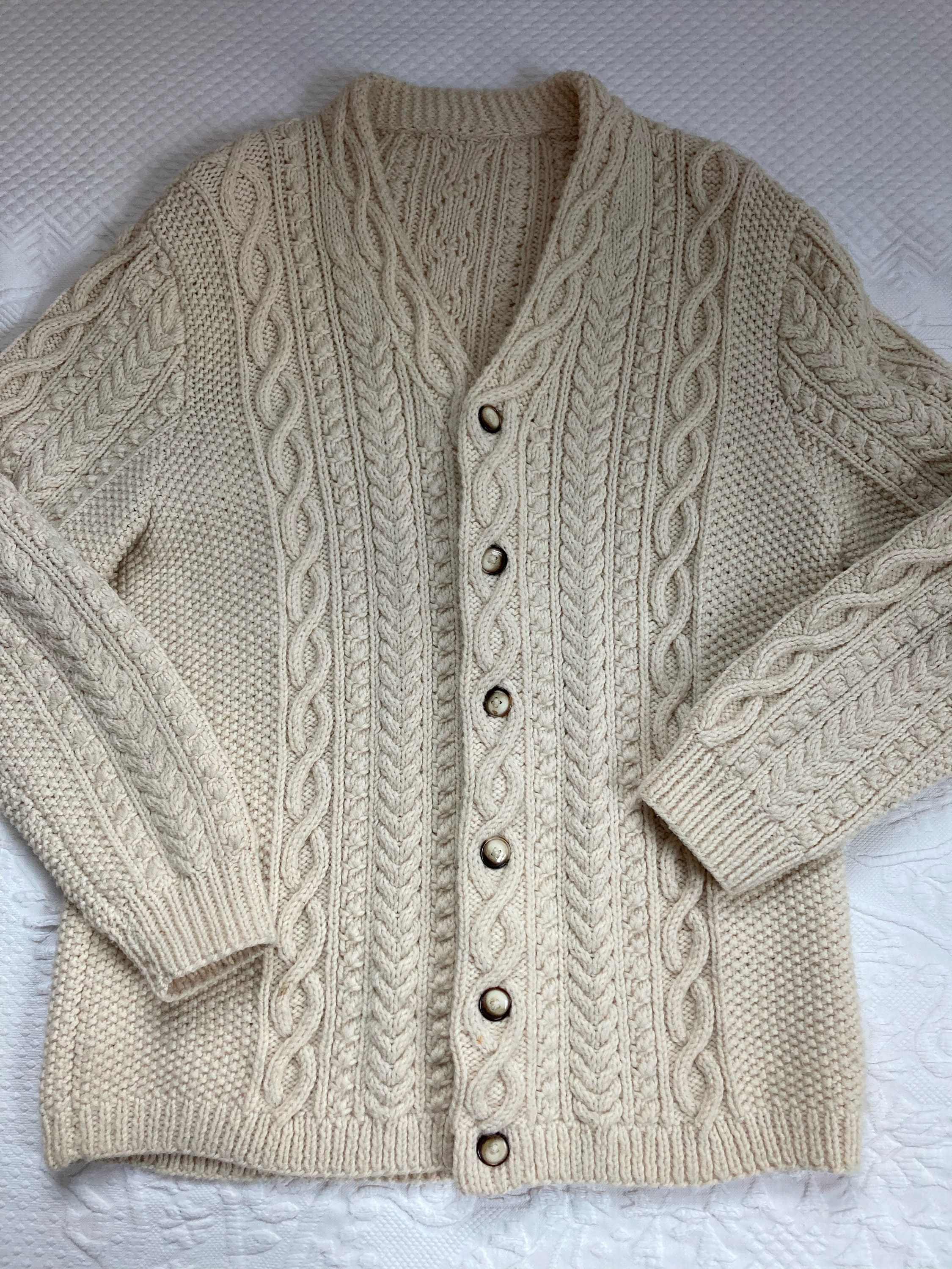 wool fisherman cardigan