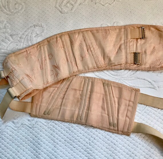 peach corset . boned corset . 30s corset