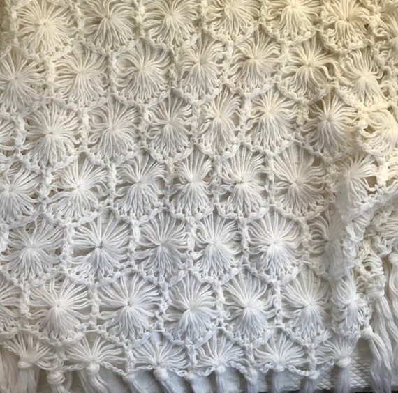 shawl . crochet shawl . white shawl . snowflake s… - image 4