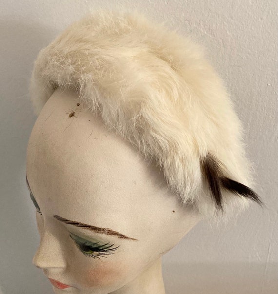 Original Designer/'s Ladies Fur headband headwrap in red and arctic white fox