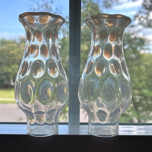 Fenton opalescent coin dot lamp shades . 2 glass lampshade