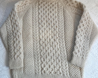 Irish Fisherman Sweater . hand knit wool sweater
