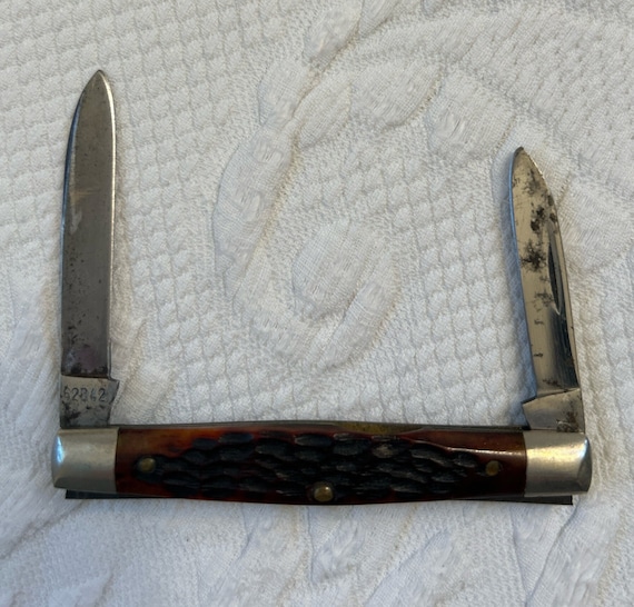 1920s～1930s vintageoverall 濃紺 片ポケ ダブルフック Pocket Knife . Vintage Case XX . 62042 (1964 - 1969) Brown Bone