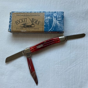Case Stockman Pocket Knife: Red Bone Handle, Tru-Sharp Blades, Vintage Collectible