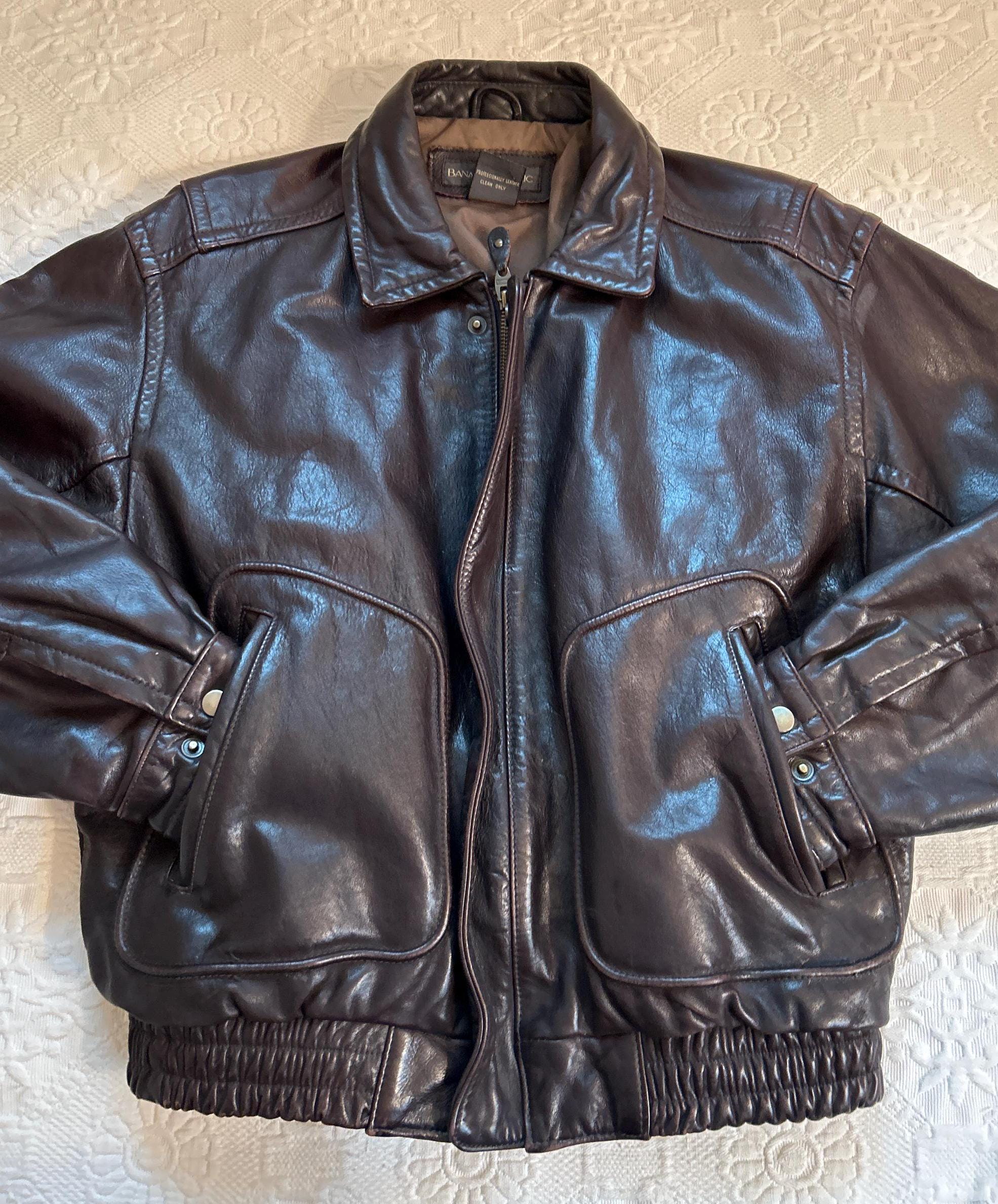 Vintage 90s Banana Republic Leather Flight Bomber Jacket