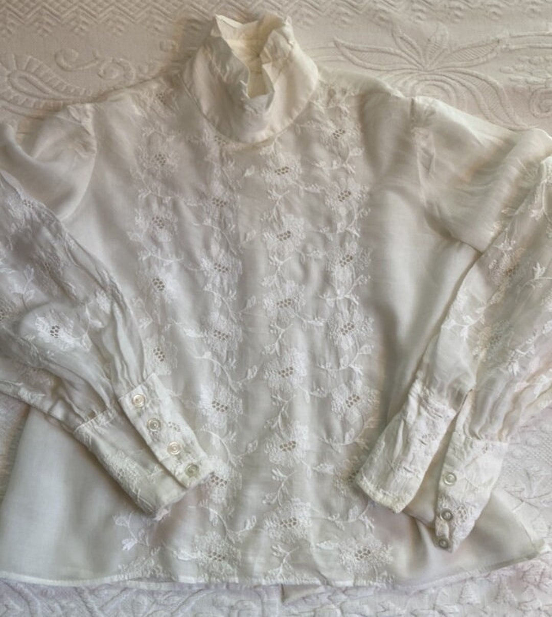 Victorian Style Blouse . White Lace Blouse . Alice Stuart Blouse - Etsy